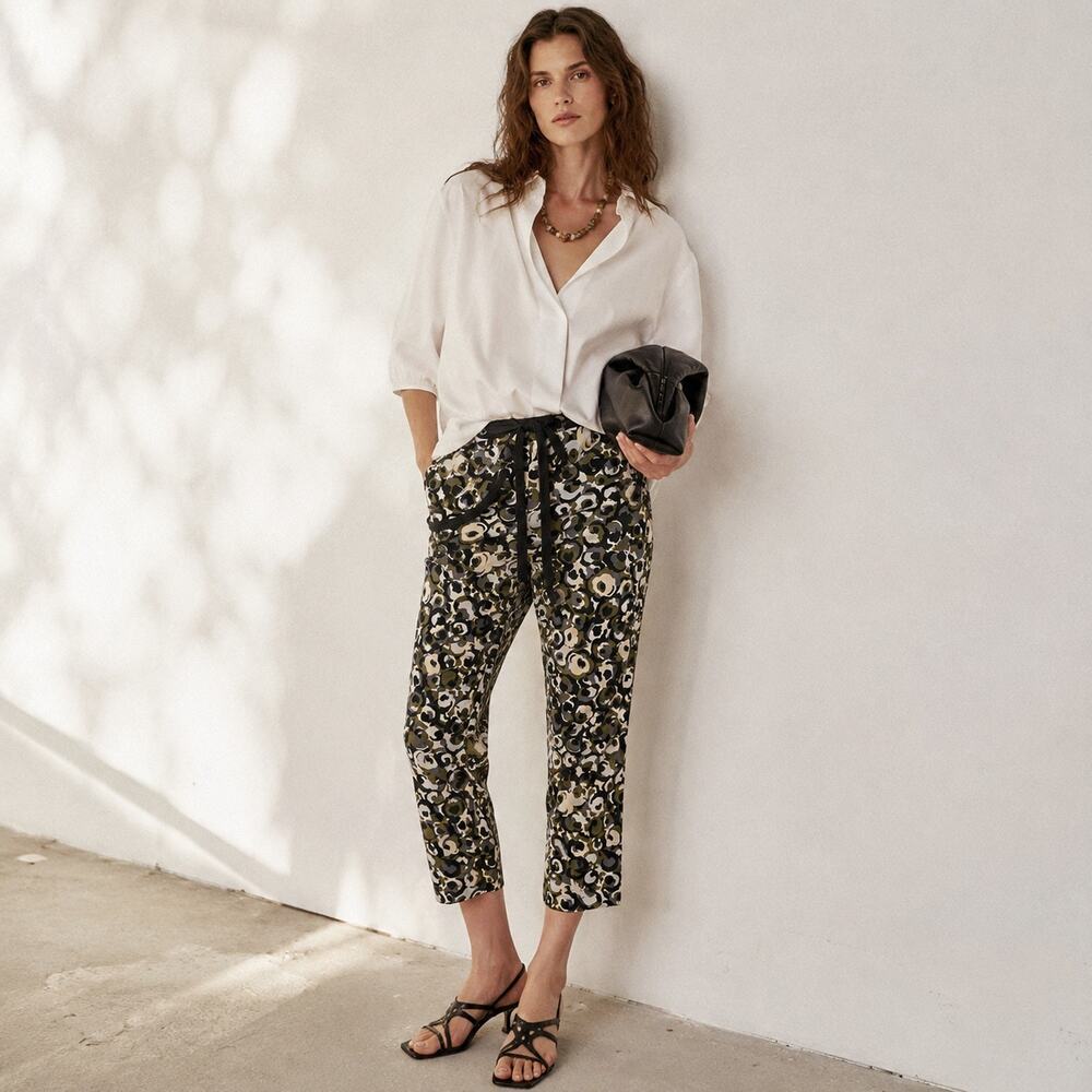 Marni Marken 100% Silk Crepe Trouser Womens 40/US4 Lawn Green High-rise Cropped